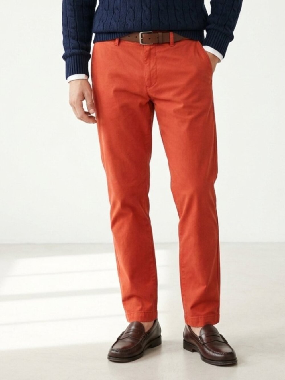 Tommy Hilfiger Chino Pants Orange Custom Fit Preppy Collegiate 38 x 30